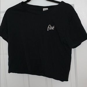 PINK black crop top